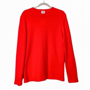 NWT Zara Orange/Red Ribbed Knit Long Sleeve Shirt Size Medium